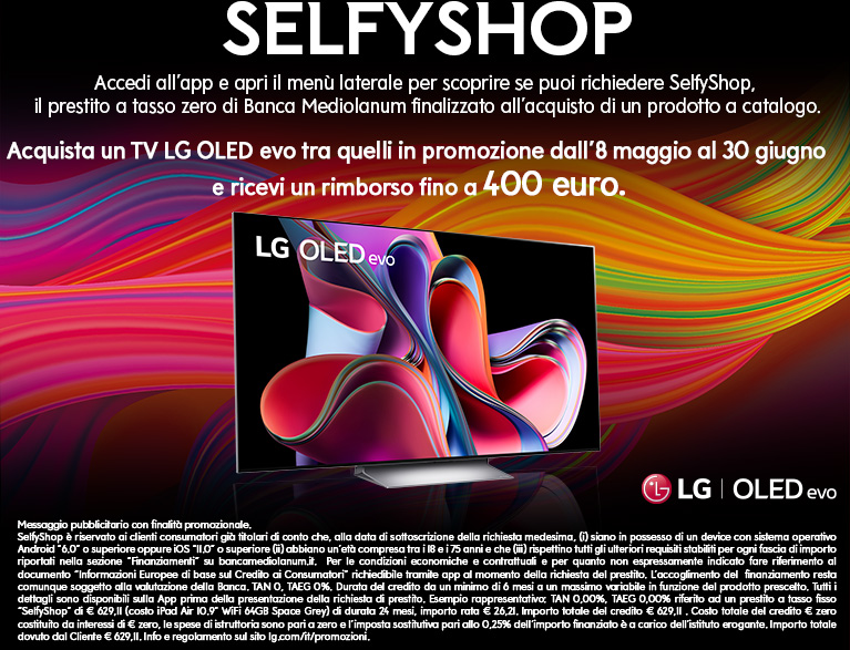 Con SelfyShop compri tv lg a tasso zero con promo